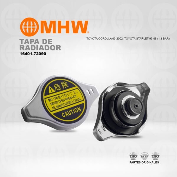 TAPA DE RADIADOR TOYOTA COROLLA 93-2002, TOYOTA STARLET 93-98 (1.1 BAR) MHW